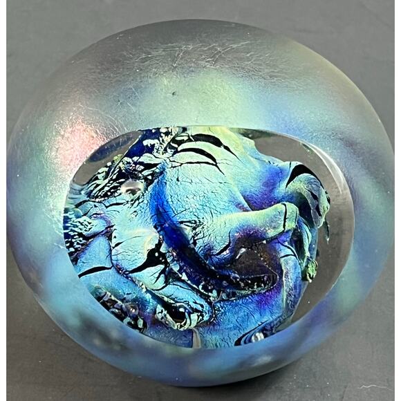 1989 Mark Wells Art Glass Paperweight Vintage - Picture 13 of 15